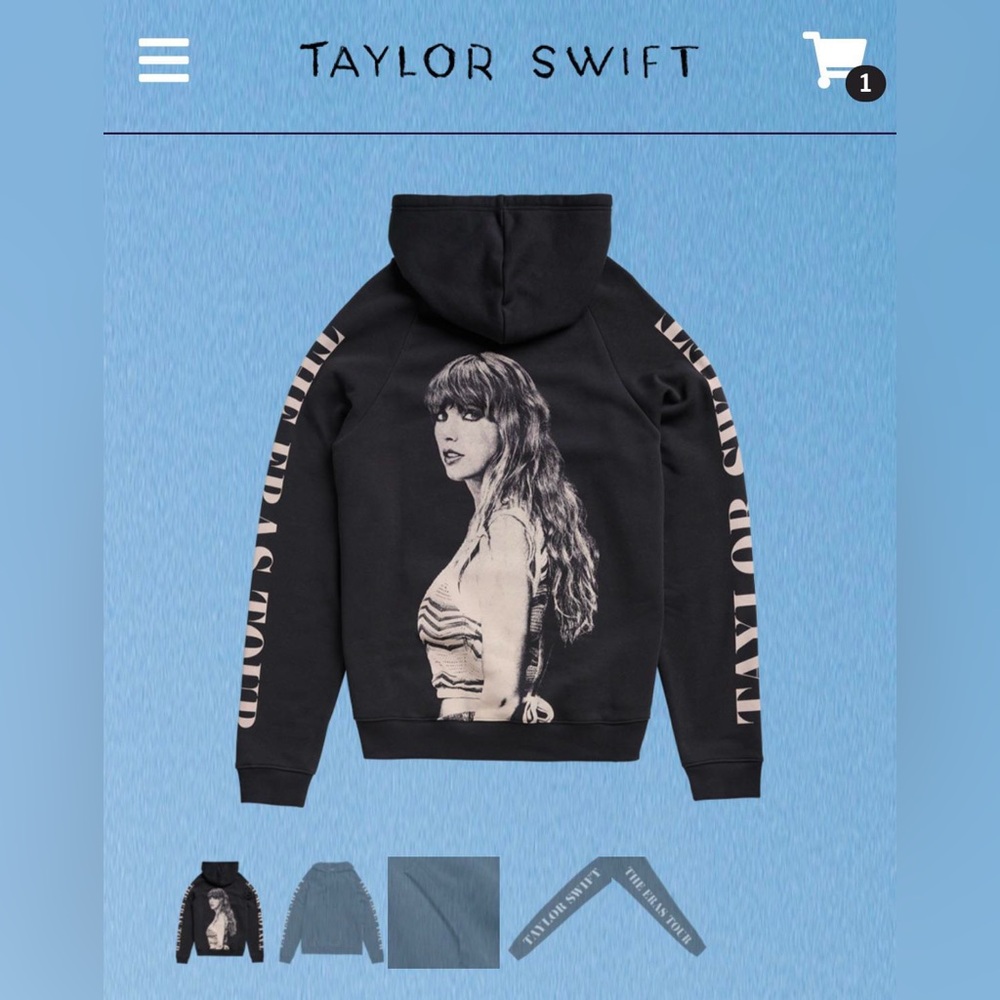 Taylor Swift Eras Tour Black Hoodie Back Graphic – Size M